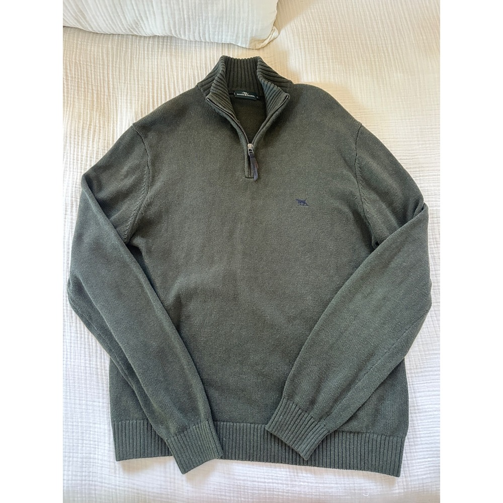 Rodd & Gunn Quarter Zip Sweater Olive Green Australian Cotton Pullover Large